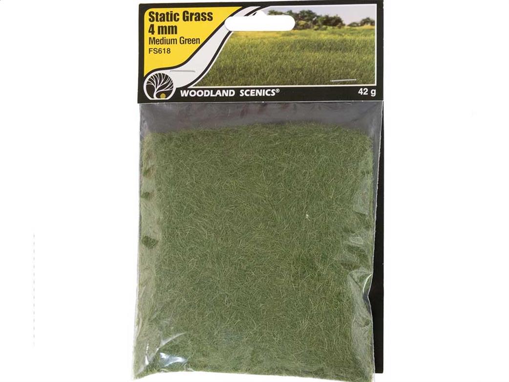 Woodland Scenics  FS618 4mm Medium Green Static Grass 70g
