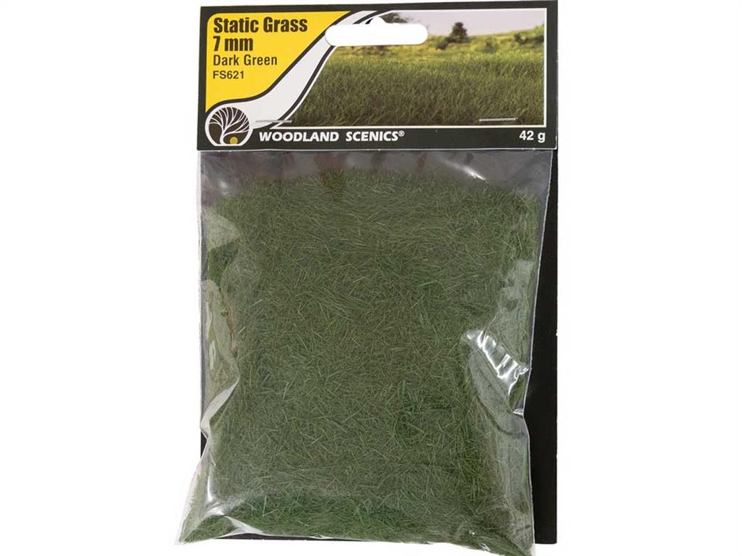 Woodland Scenics  FS621 7mm Dark Green Static Grass 70g