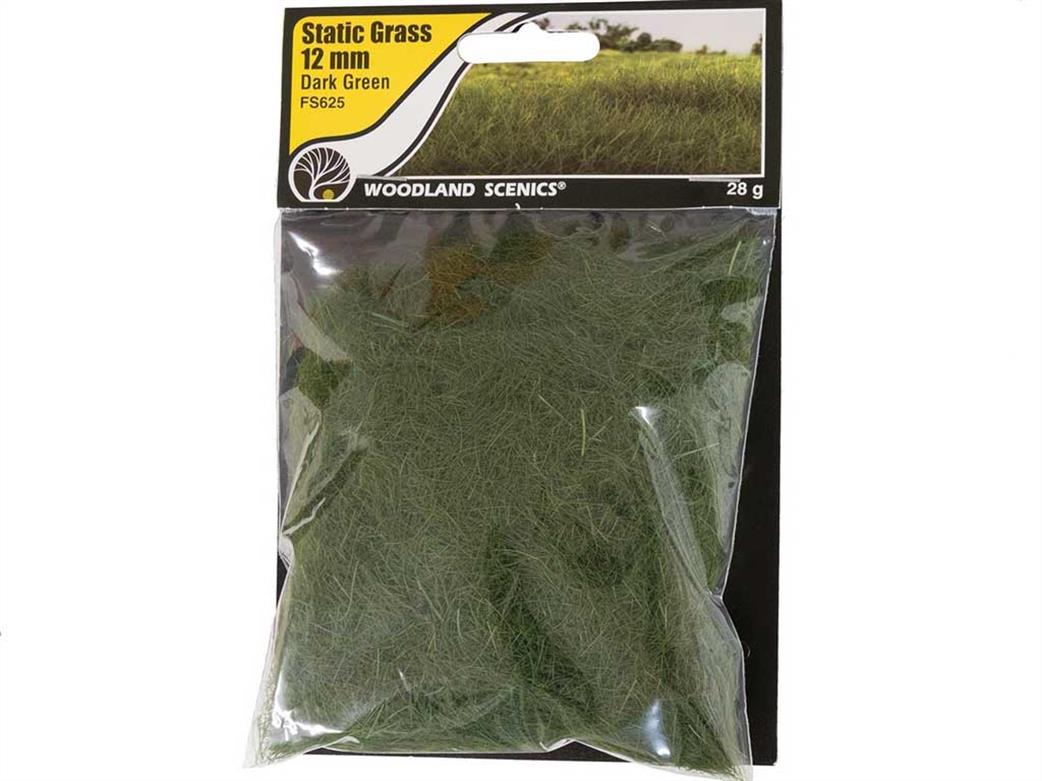 Woodland Scenics  FS625 12mm Dark Green Static Grass 70g
