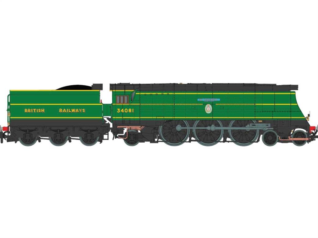 Dapol N 2S-034-008 BR 34081 92 Squadron Unrebuilt Bulleid Battle of Britain Class 4-6-2 Pacific Malachite Green BRITISH RAILWAYS