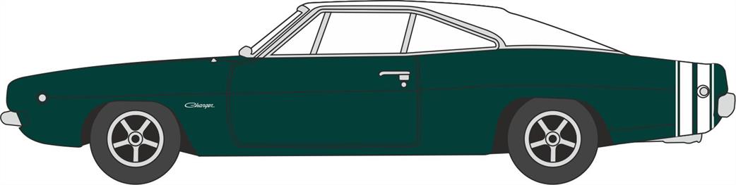 Oxford Diecast 1/87 87DC68005 Dodge Charger 1968 Green/White