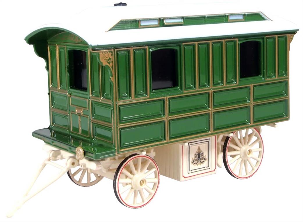 Oxford Diecast 1/87 SLW001 Showmans Living Caravan Green/Cream