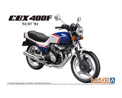 Aoshima 06342 1/12 Scale Honda NC07 CBX400F Pearl Canby Blue / Pearl Shell White Motorbike Kit