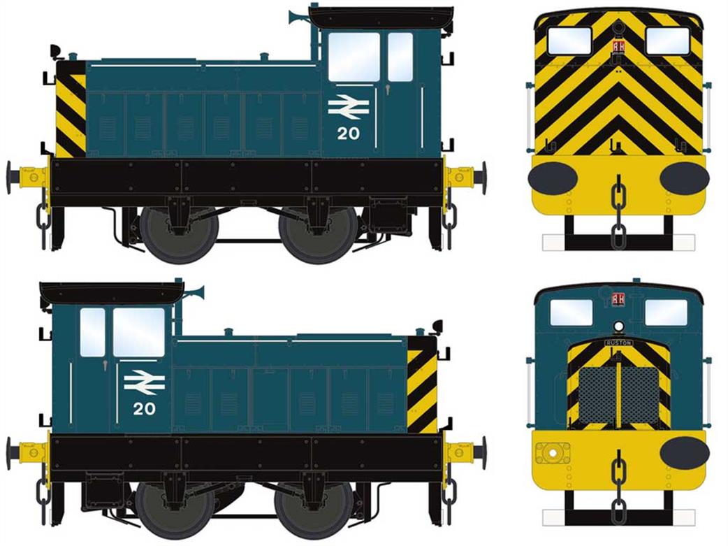 Accurascale O Gauge ACC2852 BR No.20 Ruston 88DS 4wd shunter 408493 BR Rail Blue Wasp Stripes