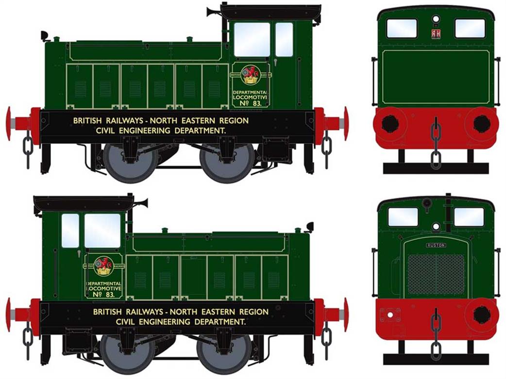 Accurascale O Gauge ACC2861 BR No.83 Ruston 88DS 4wd shunter 432477 BR Green DCC Sound