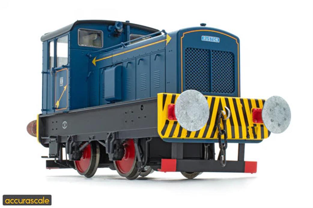 Accurascale O Gauge ACC2868 NEI Clark Chapman Ruston 88DS 4wd shunter 408496 Lined Blue with Arrows DCC Sound