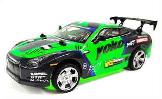 Drift look cars in 1/18 scale with tuning liveries, with neon lights on bottom. Battery operated.