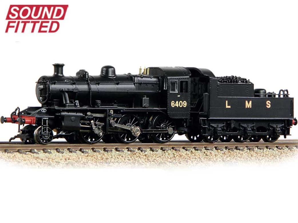 Graham Farish N 372-627BSF LMS 6409 Ivatt Class 2MT 2-6-0 Plain Black DCC Sound