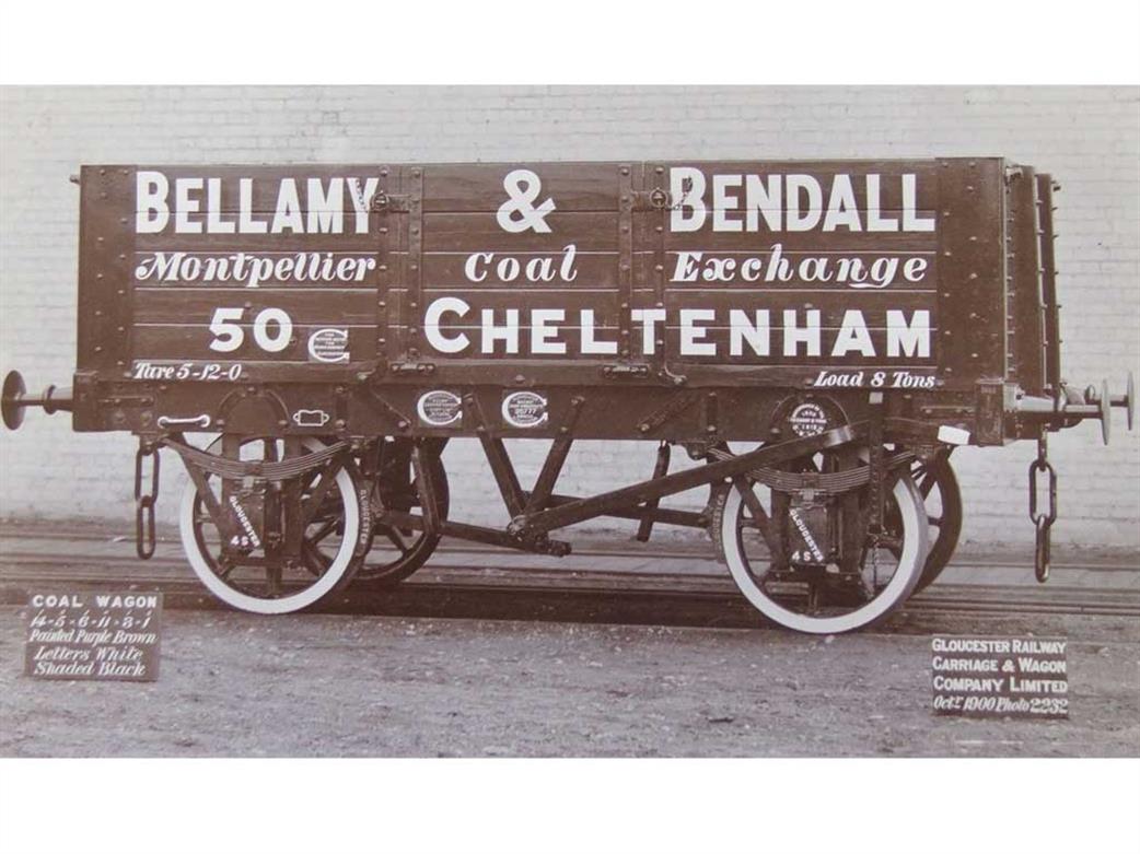 Dapol O Gauge 7F-052-009 Bellamy & Bendall Cheltenham 5 Plank Open Coal Wagon 50 RCH 1887 Type
