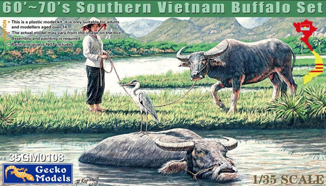 Gecko Models 1/35 35GM0108 60'-70's Southern Vietnam Buffalo Set