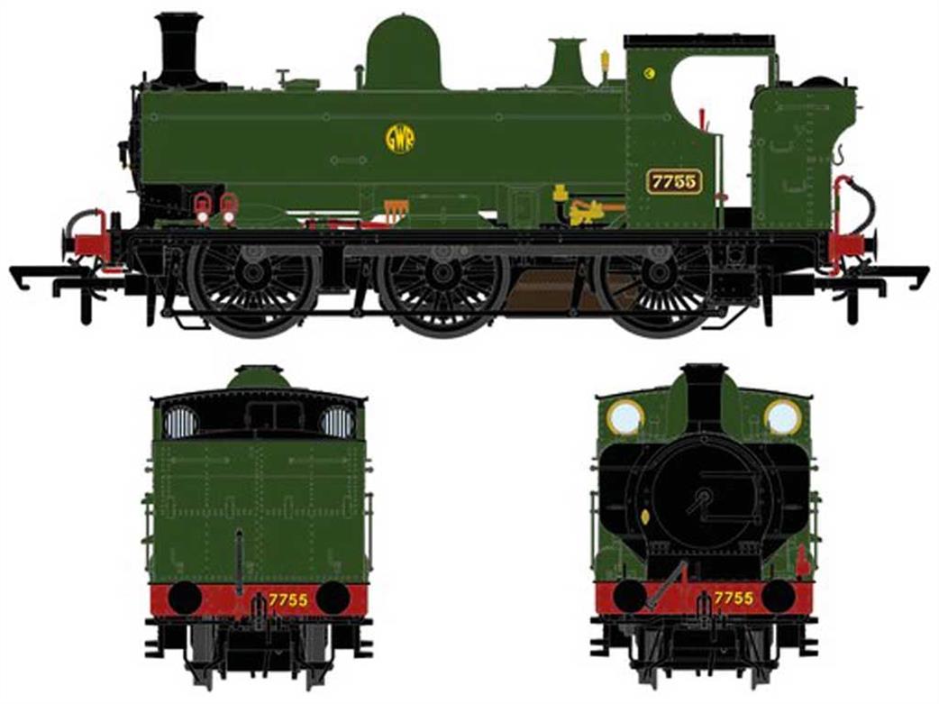 Accurascale OO ACC2884-DCC GWR 7755 57xx Class 0-6-0PT Pannier Tank Green Shirtbutton Monogram DCC Sound
