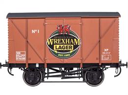 A special Brewery edition of the Dapol O gauge BR plywood sided box van finished with the Wrexham Larger logo, surmounted by the Welsh dragon.