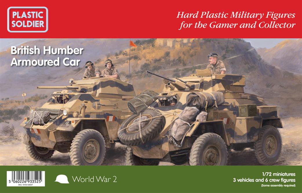 Plastic Soldier 1/72 WW2V20037 British Humber Armoured Car 3 Vehicles And 6 Crew Figures