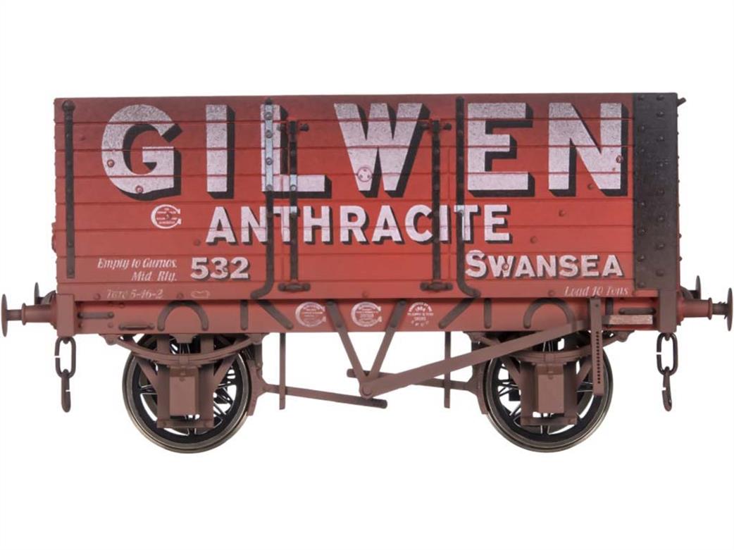 Dapol 7F-073-012 Gilwen Anthracite Swansea 7 Plank RCH 1887 Open Coal Wagon 532 Weathered O