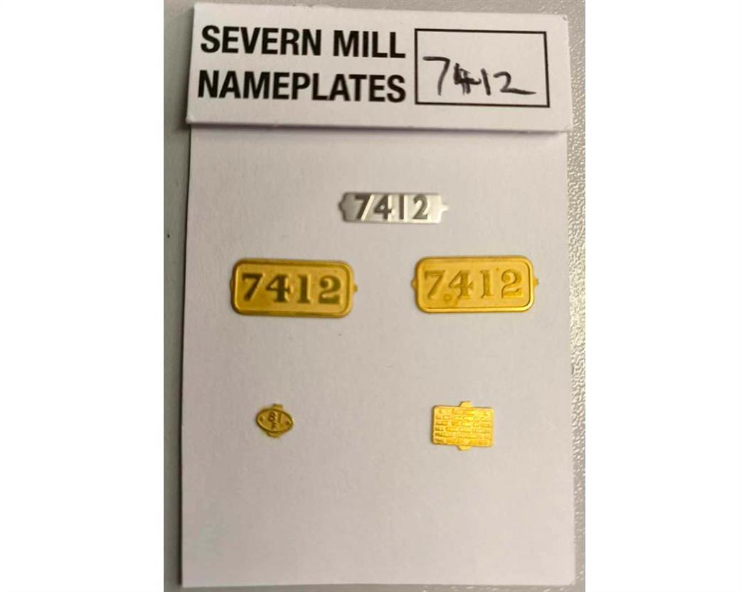 Preowned 7412 Severn Mill Nameplates 7412 Pannier Tank Number plate and smokebox plate O Gauge