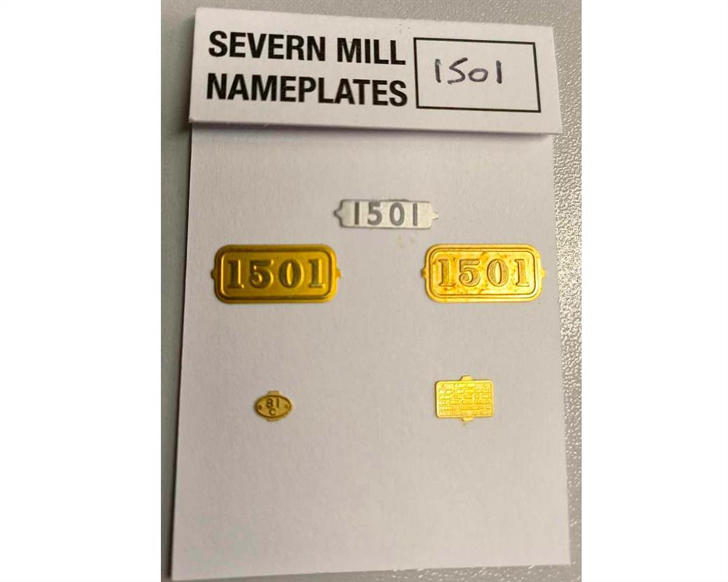 Preowned 1501 Severn Mill Nameplates 1501 Pannier Tank Number plate and smokebox plate O Gauge