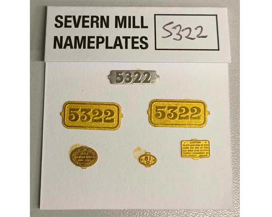 Preowned O Gauge 5322 Severn Mill Nameplates 5322 BR Mogul 2-6-0 Number plate and smokebox plate