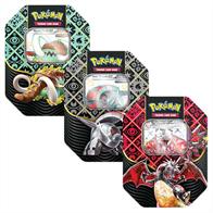 Tin contains:4 * Paldean Fates Pokemon boosters 1 * One of three foils, either - Charizard ex, Great Tusk ex or Iron Treads exYou will be sent one at random unless otherwise specified, subject to availability.Contact Via Email
