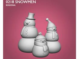 Pack of 3 snowman figures.Supplied in grey resin, so will require painting.