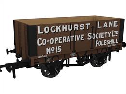 A highly detailed model of the RCH 1907 design 7 plank open wagon. One of the most common designs used by private wagon owners these wagons frequently carried brightly coloured and floridly lettered liveries applied before WW1. Many thousands of wagons were built to this specification, the vast majority still running into WW2 with many passing to British Railways ownership at nationalisation. Each of the Rapido Trains models features prototype specific variations including end doors or no end door, buffer shank design, wheels, brake fittings and V hanger style.Model finished in chocolate brown livery as Lockhurst Lane Co-Operative Society, Foleshill wagon number 15.