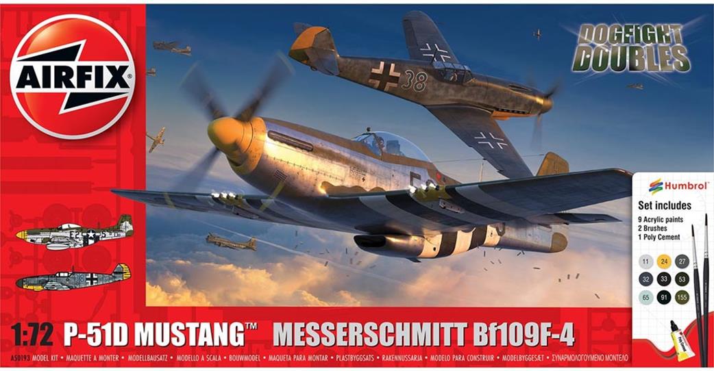 Airfix 1/72 A50193 P-51D Mustang vs Bf109F-4 Dogfight Double Gift Set