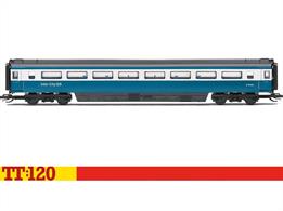 The Mark 3 coaches were introduced into service with the Class 43s as the Intercity 125 service. This top flight service was dressed in a variation of BR Blue with a grey window surround. The Class 43s would be painted in a complimentary colour scheme with yellow noses for safety reasons. The Mark 3 coaches would continue in service in this scheme until the late 1990s. In preservation, some of these coaches have had this distinctive livery reapplied.