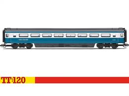 The Mark 3 coaches were introduced into service with the Class 43s as the Intercity 125 service. This top flight service was dressed in a variation of BR Blue with a grey window surround. The Class 43s would be painted in a complimentary colour scheme with yellow noses for safety reasons. The Mark 3 coaches would continue in service in this scheme until the late 1990s. In preservation, some of these coaches have had this distinctive livery reapplied.