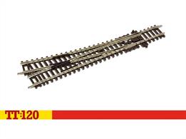 Point work is an essential part of any model railway, allowing you to connect circuits or create complex shunting yards. This point is right hand, unsurprisingly this means the track spur comes off on the right of the main line. This code 80 track piece is ideal for constructing your layout and is compatible with other code 80 track. Hornby TT:120 points measure 166mm along the main track, with a 15 degree, 640mm track spur.Length 166mm curve radius 640mm, angle 15 degrees. Use TT8007 to create parallel track.