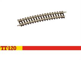 The backbone of any model railway, this length of curved track will help you create long sweeping curves on which your trains can be run and admired. This 15 degree code 80 track piece, with a 396mm radius, is ideal for constructing your layout and is compatible with other code 80 track.15 degree curve, 396mm radius. 24 required to form a complete circle.