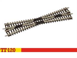 The diamond crossing is a piece of track used when you wish to pass one line through another. This is electrically isolated to prevent shorts and can be used to create complex track work. This code 80 track piece, 166mm long, is ideal for constructing your layout and is compatible with other code 80 track.Length 166mm, angle 15 degrees