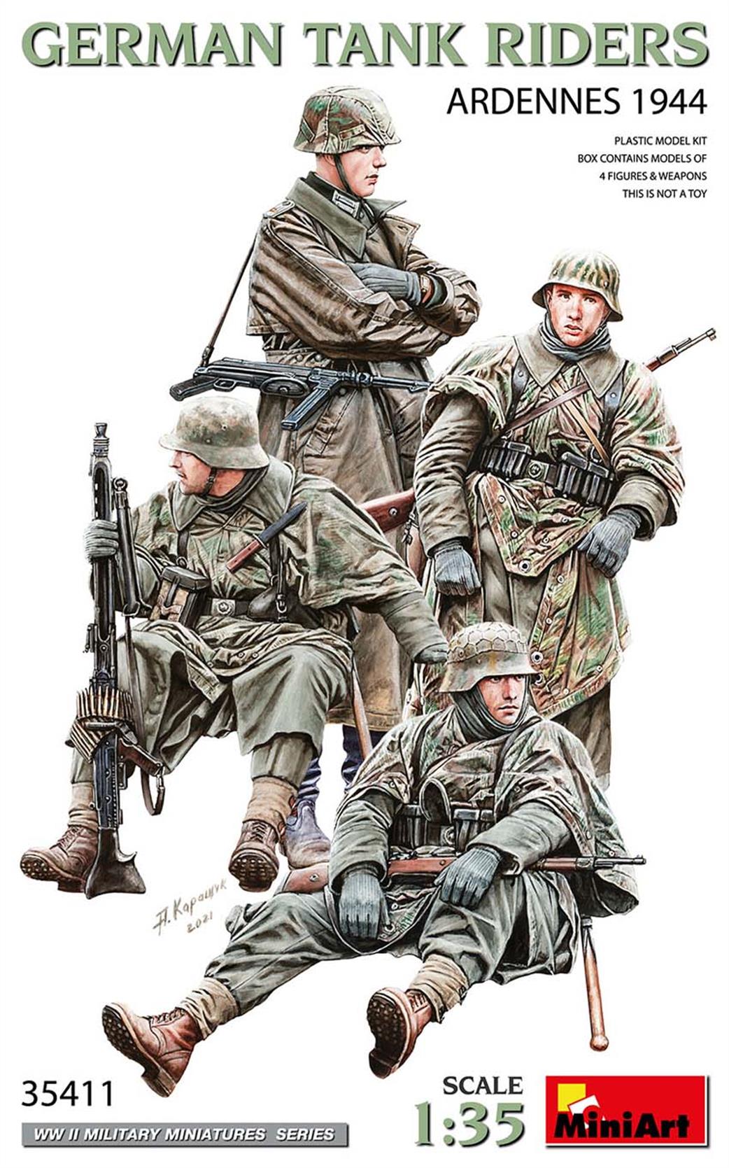 MiniArt 35411 German Tank Riders Ardennes 1944  Four Ready To Assemble And Paint Figures