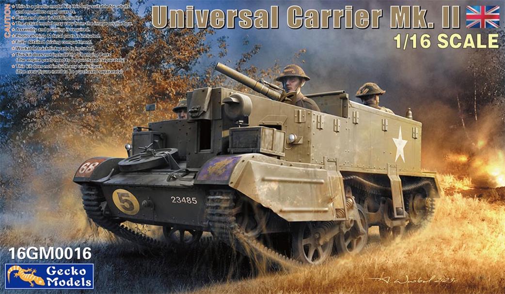 Gecko Models 1/16 16GM0016 Universal Carrier MK II Bren Gun Carrier Kit