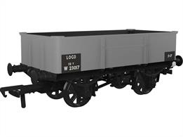 Detailed model of the GWRs diagram N19 10 ton capacity steel bodied locomotive coal wagons. These wagons were built from 1913 and being of all-metal construction lasted until the end of steam. These smaller capacity loco coal wagons were frequently used to supply small branchline sheds where the 10 tons of coal might last for an entire week, making these ideal for small GWR layouts.This model is finished as British Railways loco coal wagon number W23017 in BR light grey livery.