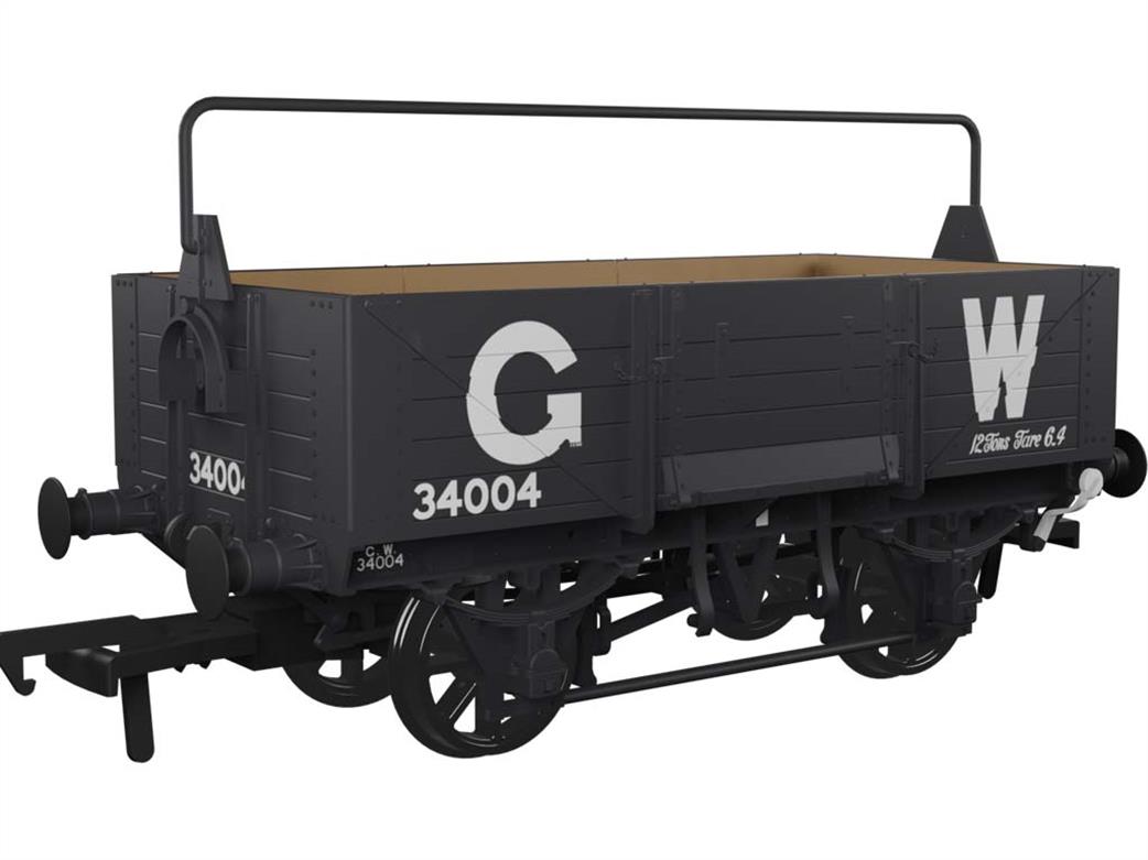 Rapido Trains OO 971001 GWR 34004 Diagram O18 5 Plank Open Merchandise Wagon with Sheet Rail GWR Grey 25in Lettering