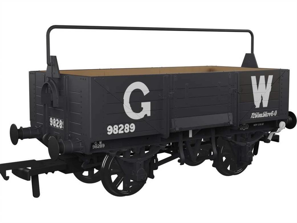 Rapido Trains OO 971002 GWR 98289 Diagram O18 5 Plank Open Merchandise Wagon with Sheet Rail GWR Grey 25in Lettering