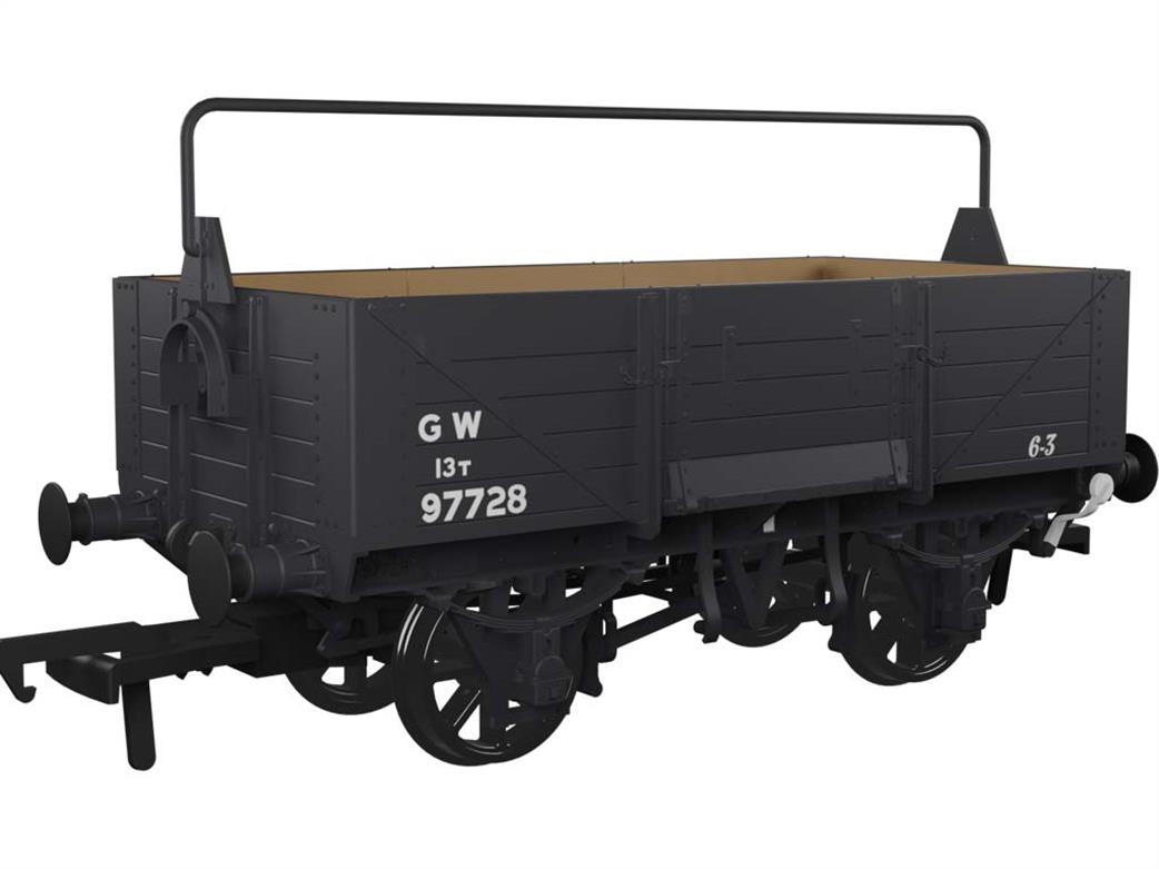 Rapido Trains 971008 GWR 97728 Diagram O18 5 Plank Open Merchandise Wagon with Sheet Rail GWR Grey Post-1936 Lettering OO