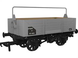 Detailed model of the GWR diagram O18 open merchandise wagons introduced in 1902 with higher 5 plank sides than used previously, cross-cornered DCIII spring applied hand brakes, self-contained buffers and 'sack truck' door. When new many were equipped with sheet supporting rails to keep tarpaulin covers from sagging, but these were removed from wagons as they were put into the 'common user' wagon pool. These wagons set the basic open wagon design used by the GWR until nationalisation and many survived as internal users into the 1970s, resulting in several examples being preserved.This model is finished as British Railways wagon number W99151 with sheet rail in BR grey livery with lettering on black patches, lettered HYBAR.