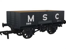 Detailed model of the GWR diagram O18 open merchandise wagons introduced in 1902 with higher 5 plank sides than used previously, cross-cornered DCIII spring applied hand brakes, self-contained buffers and 'sack truck' door. When new many were equipped with sheet supporting rails to keep tarpaulin covers from sagging, but these were removed from wagons as they were put into the 'common user' wagon pool. These wagons set the basic open wagon design used by the GWR until nationalisation and many survived as internal users into the 1970s, resulting in several examples being preserved.This model is finished as Manchester Ship Canal wagon number 5918 in black livery lettered M S C.