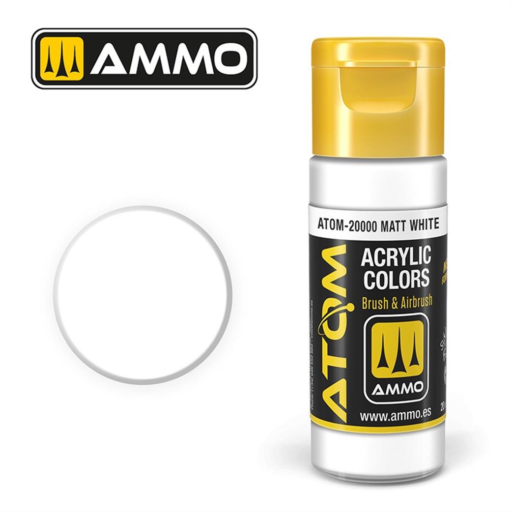 Ammo of Mig Jimenez  ATOM-20000 Atom Color Matt White 20ml Acrylic Paint