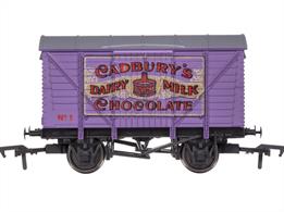 BR standard design ventilated box van finished in Cadbury purple livery lettered for Cadbury's Dairy Milk Chocolate.