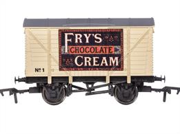 BR standard design ventilated box van finished in Fry's cream livery lettered for Fry's Chocolate Cream,