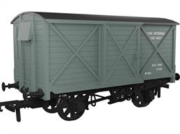 Detailed model of the Caledonian Railway diagram 67 10-ton ventilated box van finished in grey livery as Royal Navy Armament Department van number 40, representing the hundreds of internal user wagons needed to move stores around inside military depots and dockyards.The Rapido Trains UK OO Gauge Caledonian Railway Dia.67 Van features full external, and underframe details including brass bearings for smooth friction-free running, NEM coupling pockets and a high-quality livery application. Tooling covers two different wheel styles, Morton hand brakes, vacuum train or dual air and vacuum train brakes and three different axlebox and spring arrangements.