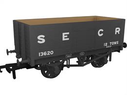 A highly detailed model of the RCH 1907 design 7 plank open wagon. One of the most common designs used by private wagon owners these wagons frequently carried brightly coloured and floridly lettered liveries applied before WW1. Many thousands of wagons were built to this specification, the vast majority still running into WW2 with many passing to British Railways ownership at nationalisation. Each of the Rapido Trains models features prototype specific variations including end doors or no end door, buffer shank design, wheels, brake fittings and V hanger style.Model finished as South Eastern &amp; Chatham Railway wagon 13620 in the later SECR dark grey livery with large lettering.