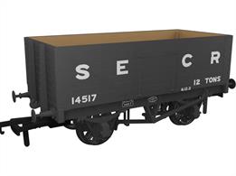 A highly detailed model of the RCH 1907 design 7 plank open wagon. One of the most common designs used by private wagon owners these wagons frequently carried brightly coloured and floridly lettered liveries applied before WW1. Many thousands of wagons were built to this specification, the vast majority still running into WW2 with many passing to British Railways ownership at nationalisation. Each of the Rapido Trains models features prototype specific variations including end doors or no end door, buffer shank design, wheels, brake fittings and V hanger style.Model finished as South Eastern &amp; Chatham Railway wagon 14517 in the later SECR dark grey livery with large lettering.
