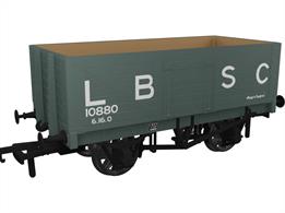 A highly detailed model of the RCH 1907 design 7 plank open wagon. One of the most common designs used by private wagon owners these wagons frequently carried brightly coloured and floridly lettered liveries applied before WW1. Many thousands of wagons were built to this specification, the vast majority still running into WW2 with many passing to British Railways ownership at nationalisation. Each of the Rapido Trains models features prototype specific variations including end doors or no end door, buffer shank design, wheels, brake fittings and V hanger style.Model finished as London, Brighton &amp; South Coast Railway wagon 10880 in LBSC grey livery with with large lettering.