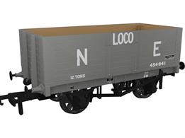 A highly detailed model of the RCH 1907 design 7 plank open wagon. One of the most common designs used by private wagon owners these wagons frequently carried brightly coloured and floridly lettered liveries applied before WW1. Many thousands of wagons were built to this specification, the vast majority still running into WW2 with many passing to British Railways ownership at nationalisation. Each of the Rapido Trains models features prototype specific variations including end doors or no end door, buffer shank design, wheels, brake fittings and V hanger style.Model finished as LNER locomotive coal wagon number 454941 in LNER goods grey livery with large lettering.