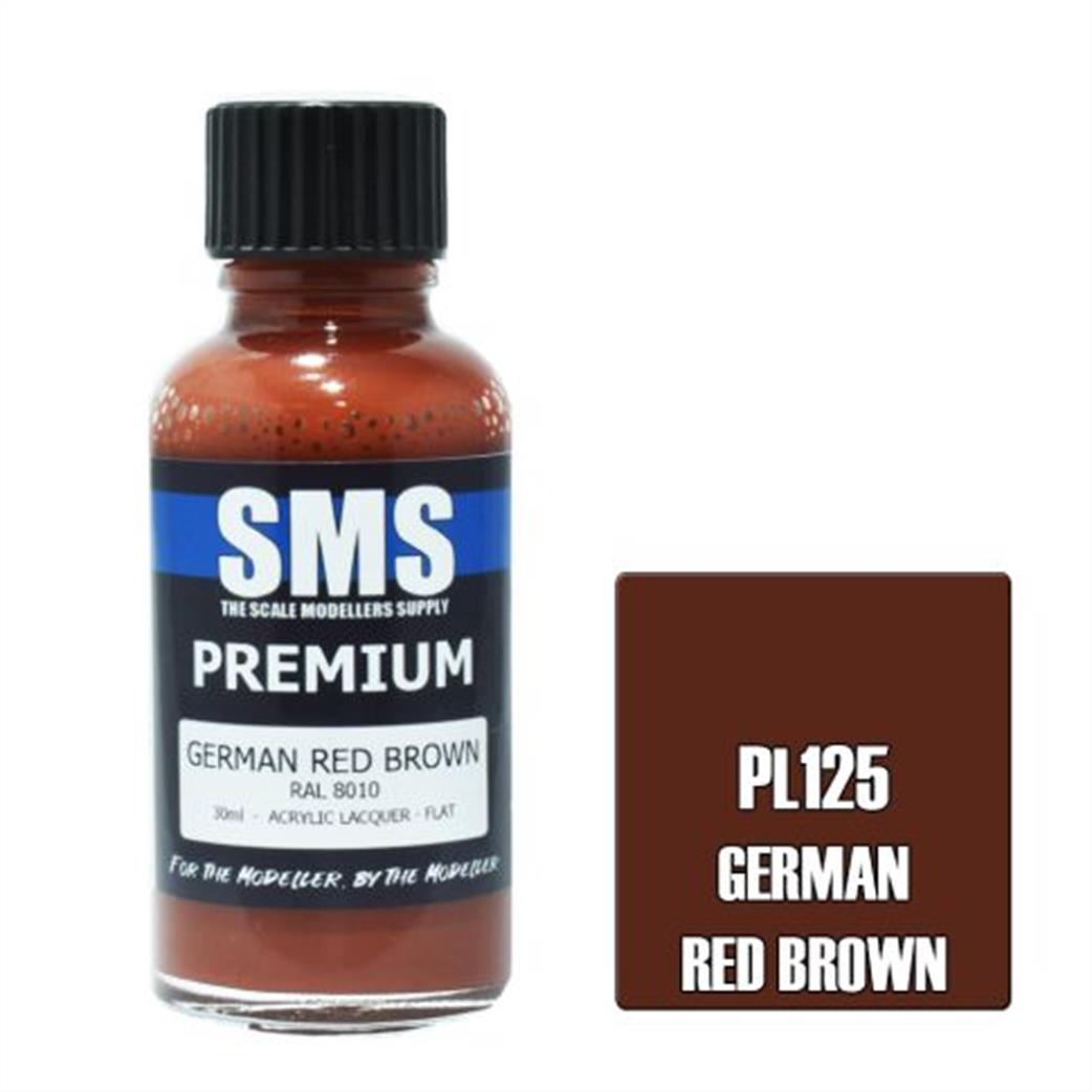 SMS Premium Lacquers  PL125 German Red Brown Airbrush Ready Acrylic Lacquer 30ml