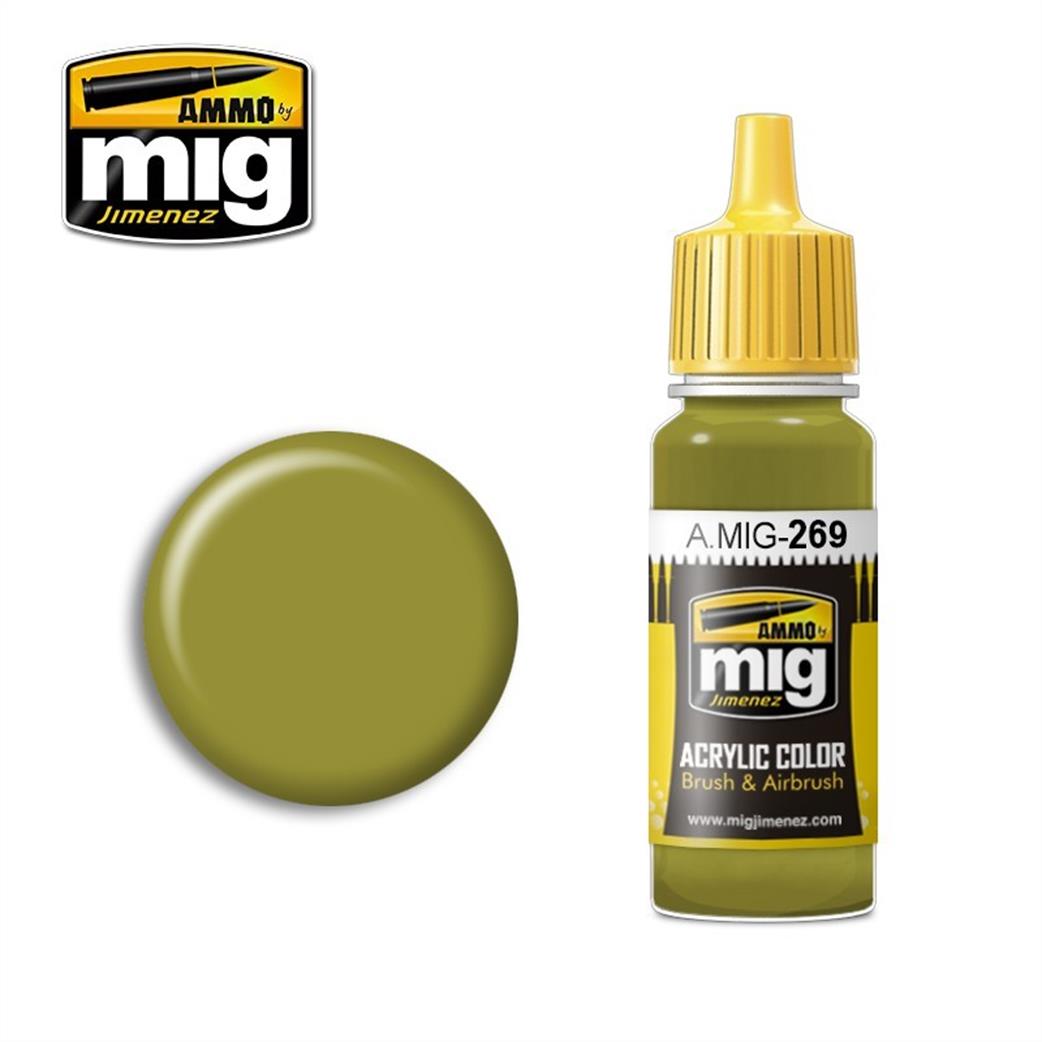 Ammo of Mig Jimenez  A.MIG-269 269 Nakajima Interior Green 17ml Acrylic Dropper Bottle Color Paint