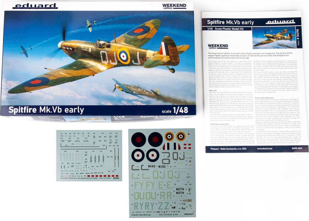 Eduard 1/48 84198 Spitfire Mk.VB Early RAF WW2 Fighter Plastic Kit Weekend Edition