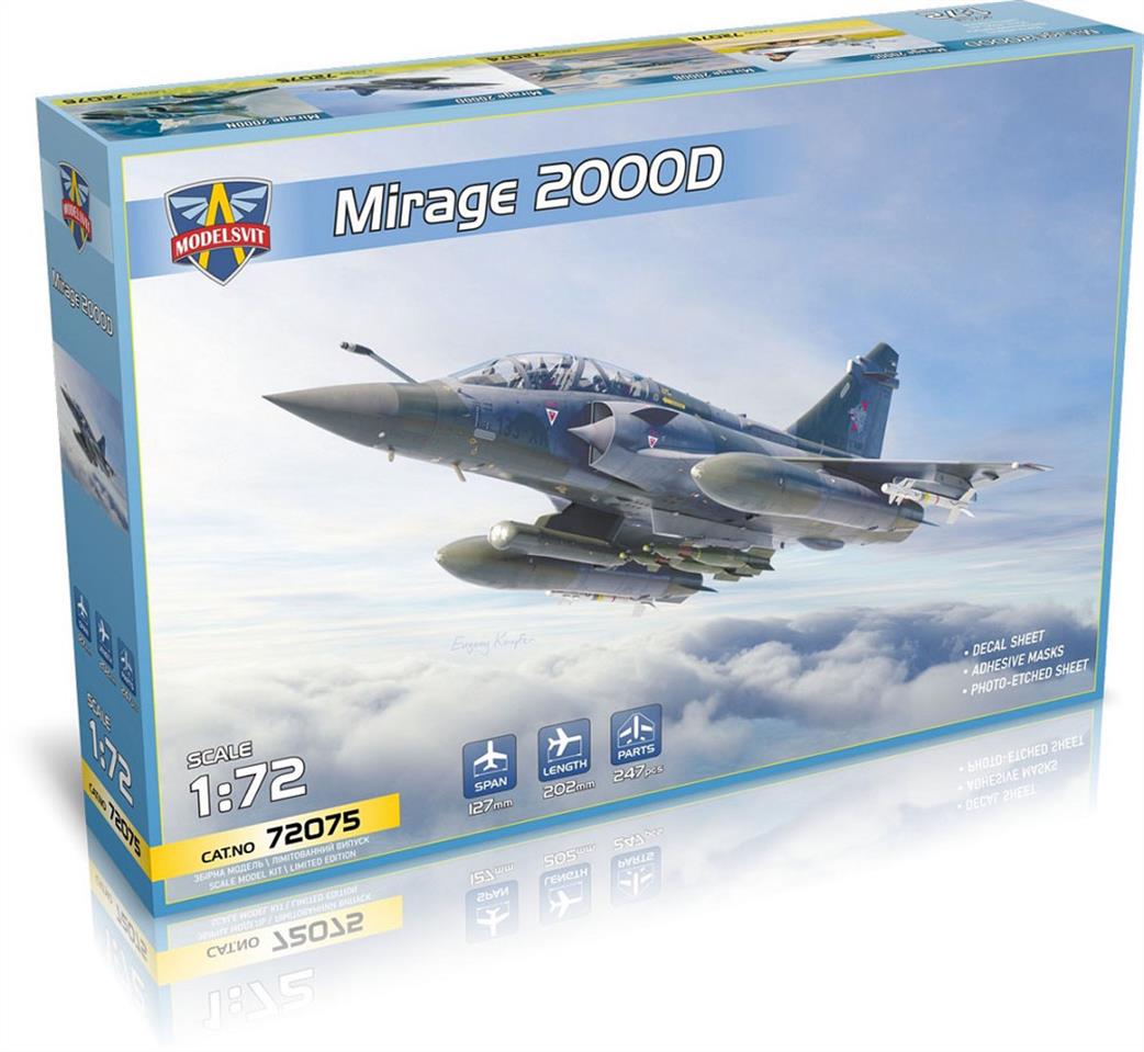 Modelsvit 1/72 72075 Mirage 2000D French Fighter Bomber Plastic Kit